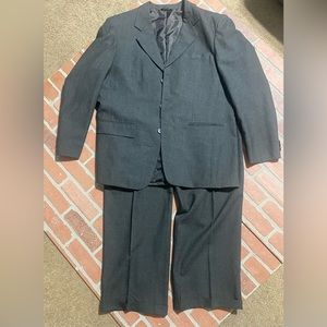 Gray pinstripe three button suit